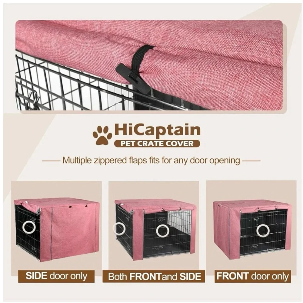 HiCaptain Durable Small Pink Dog Crate Cover - Crate not included